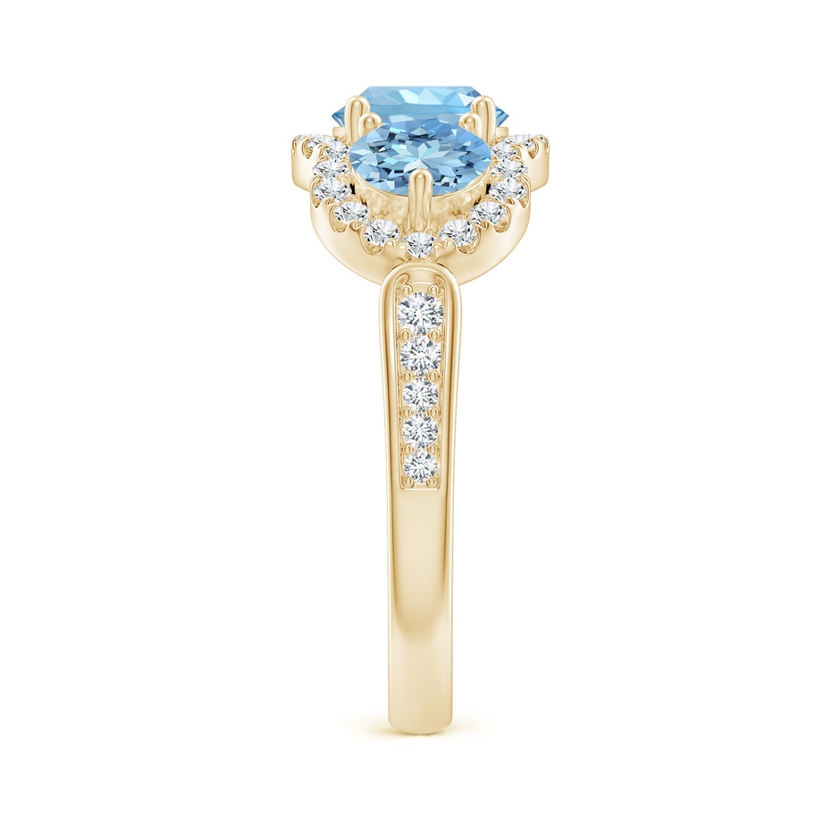 6mm AAAA Floating Three Stone Aquamarine Ring with Diamond Halo in Yellow Gold side 299