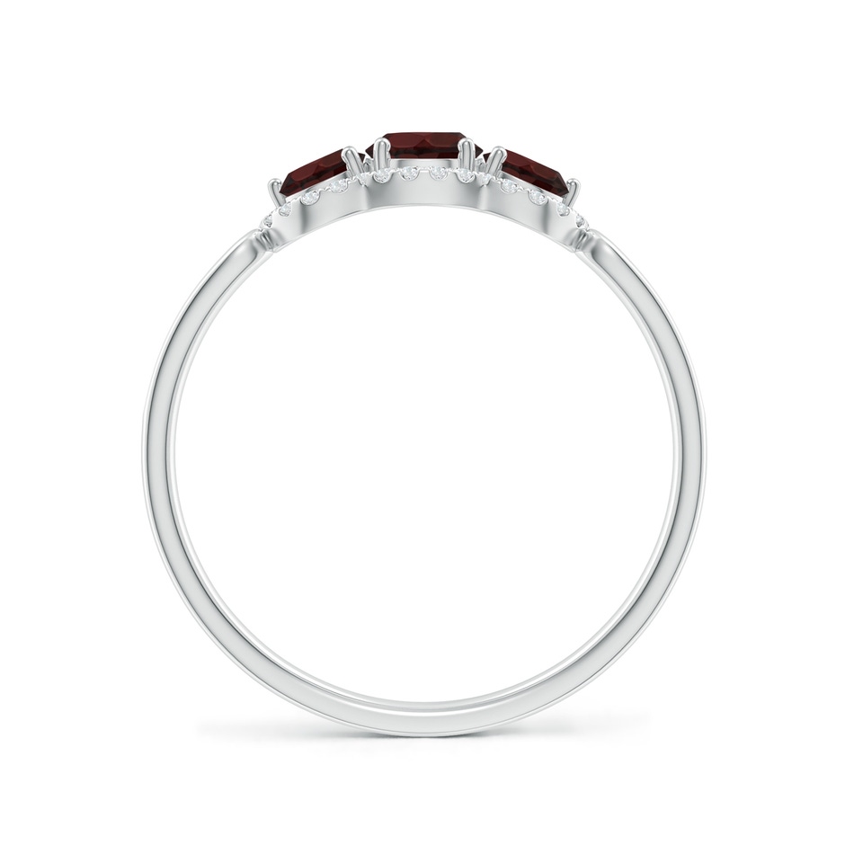 4mm A Floating Three Stone Garnet Ring with Diamond Halo in White Gold side-1
