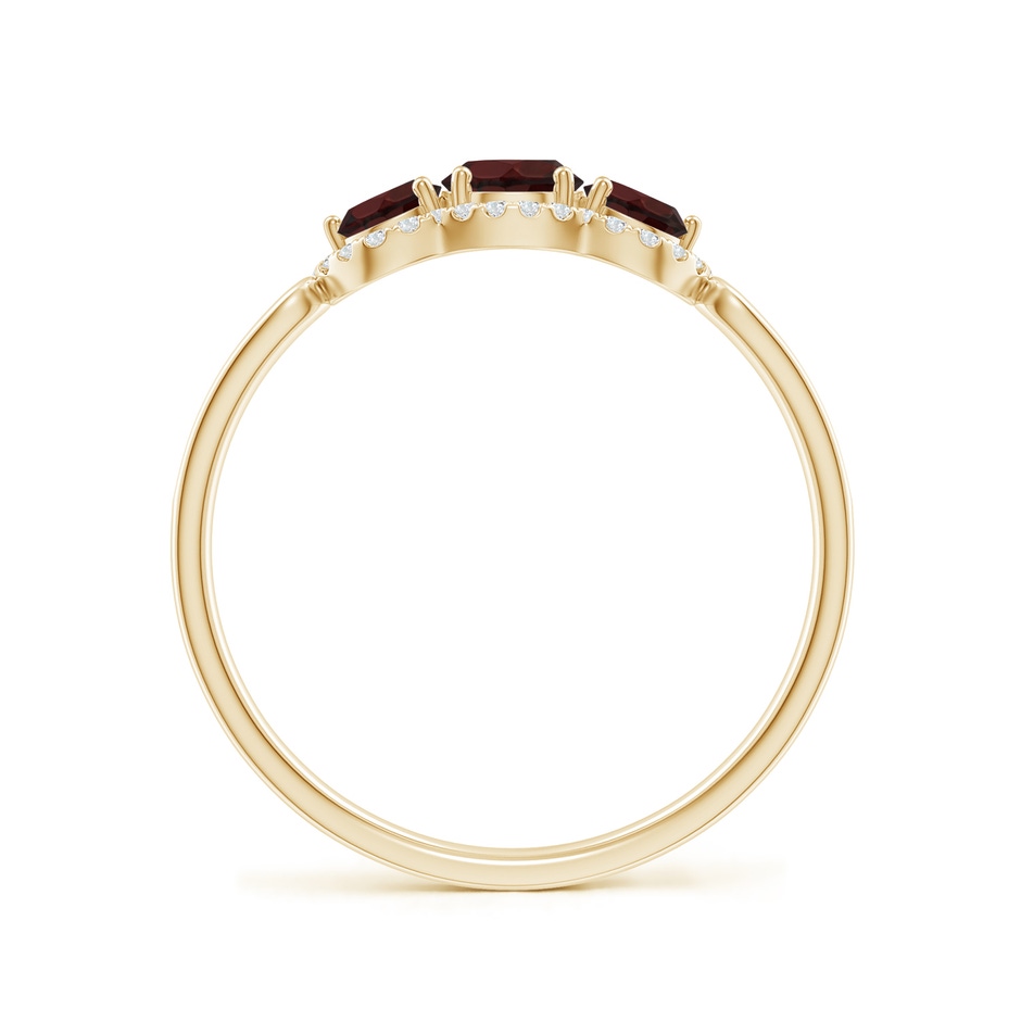 4mm A Floating Three Stone Garnet Ring with Diamond Halo in Yellow Gold side-1
