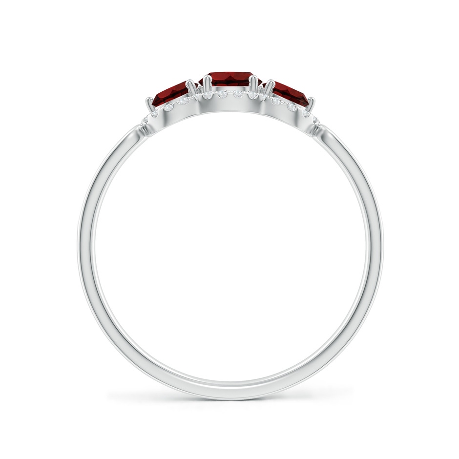 4mm AAA Floating Three Stone Garnet Ring with Diamond Halo in White Gold side-1