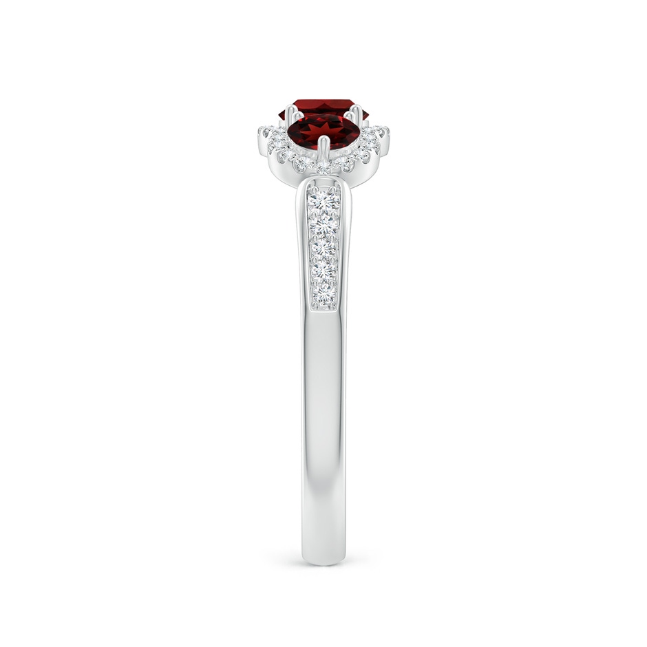 4mm AAA Floating Three Stone Garnet Ring with Diamond Halo in White Gold side-2