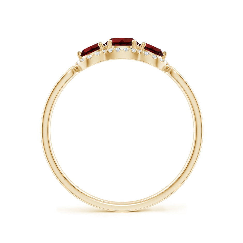 4mm AAA Floating Three Stone Garnet Ring with Diamond Halo in Yellow Gold side-1