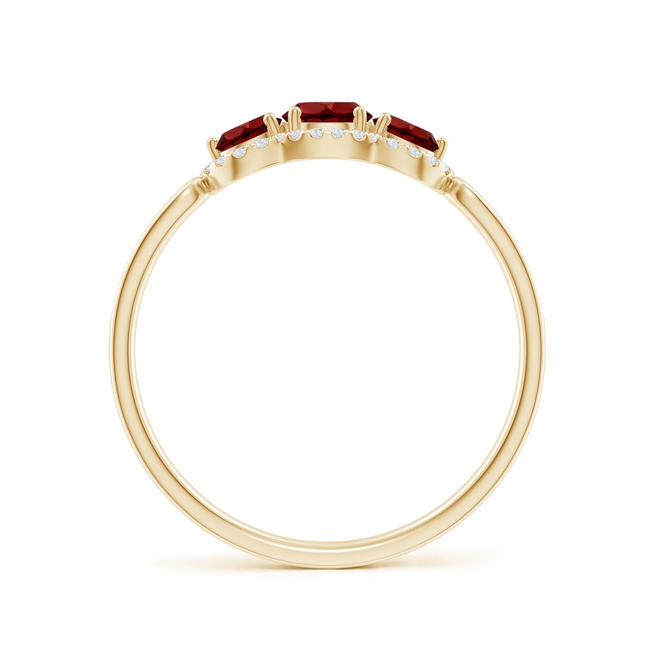 4mm AAAA Floating Three Stone Garnet Ring with Diamond Halo in Yellow Gold side-1