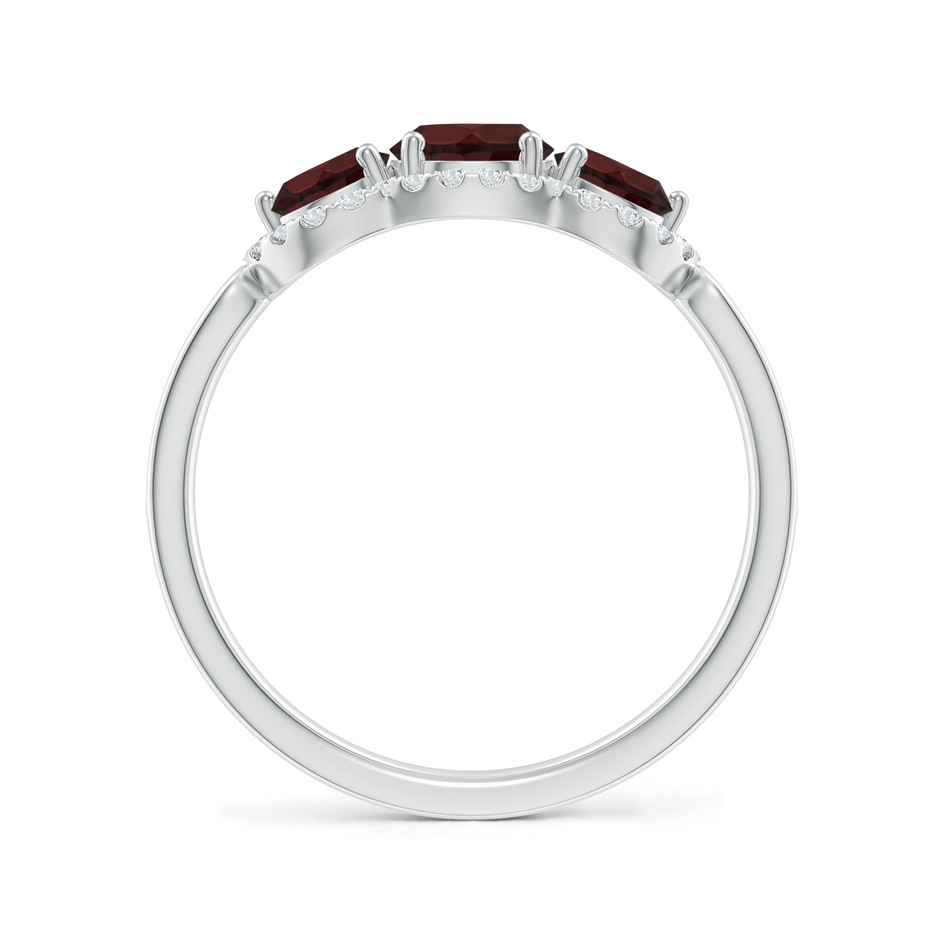 5mm A Floating Three Stone Garnet Ring with Diamond Halo in White Gold side-1