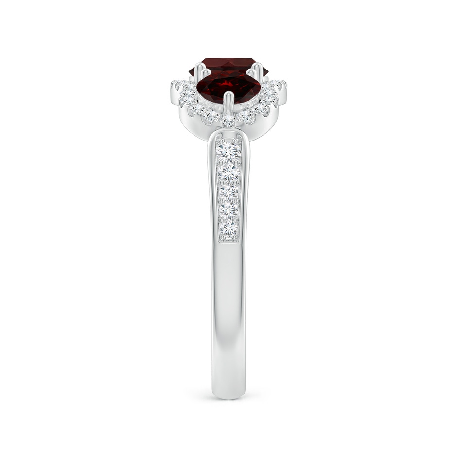 5mm A Floating Three Stone Garnet Ring with Diamond Halo in White Gold side-2