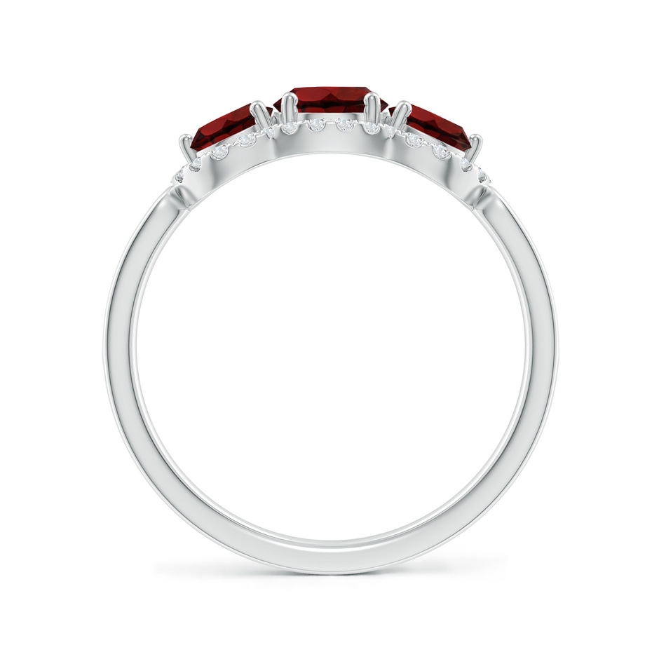 5mm AAA Floating Three Stone Garnet Ring with Diamond Halo in White Gold side-1