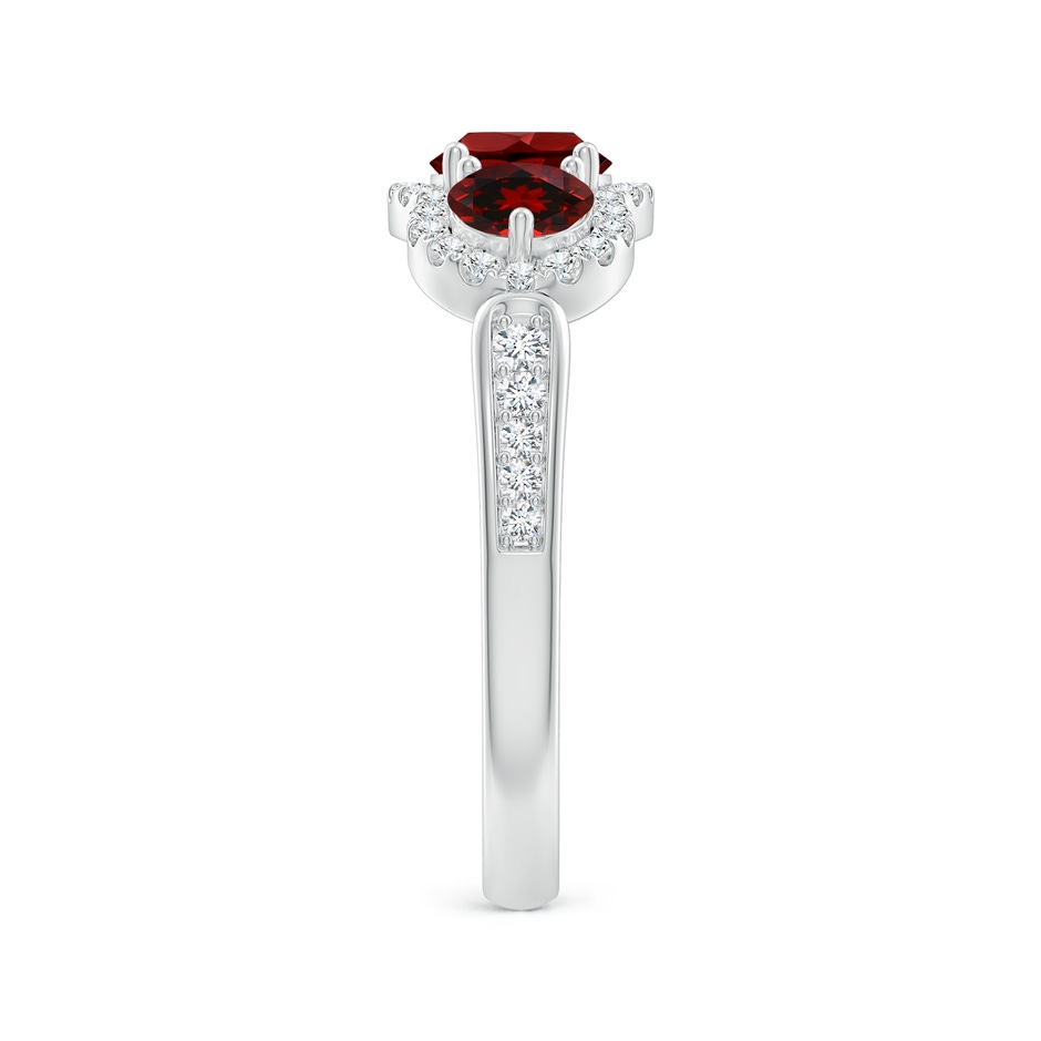 5mm AAAA Floating Three Stone Garnet Ring with Diamond Halo in White Gold side-2