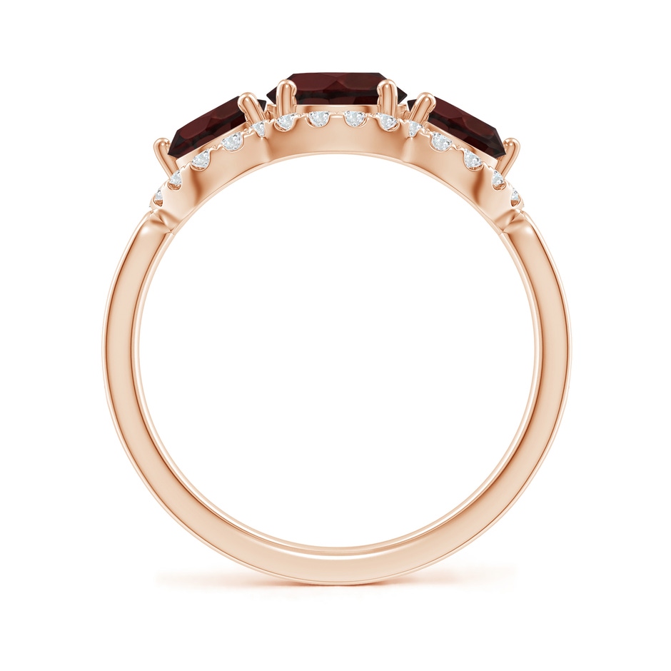 6mm A Floating Three Stone Garnet Ring with Diamond Halo in Rose Gold side-1