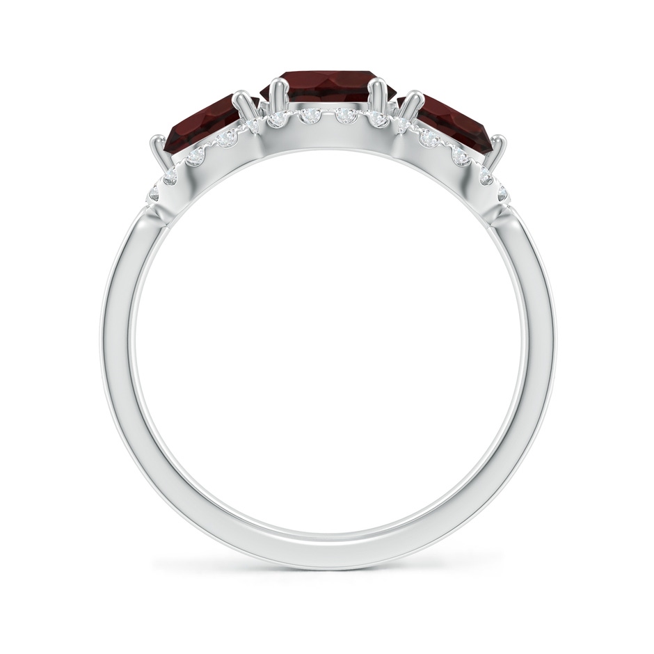 6mm A Floating Three Stone Garnet Ring with Diamond Halo in White Gold side-1