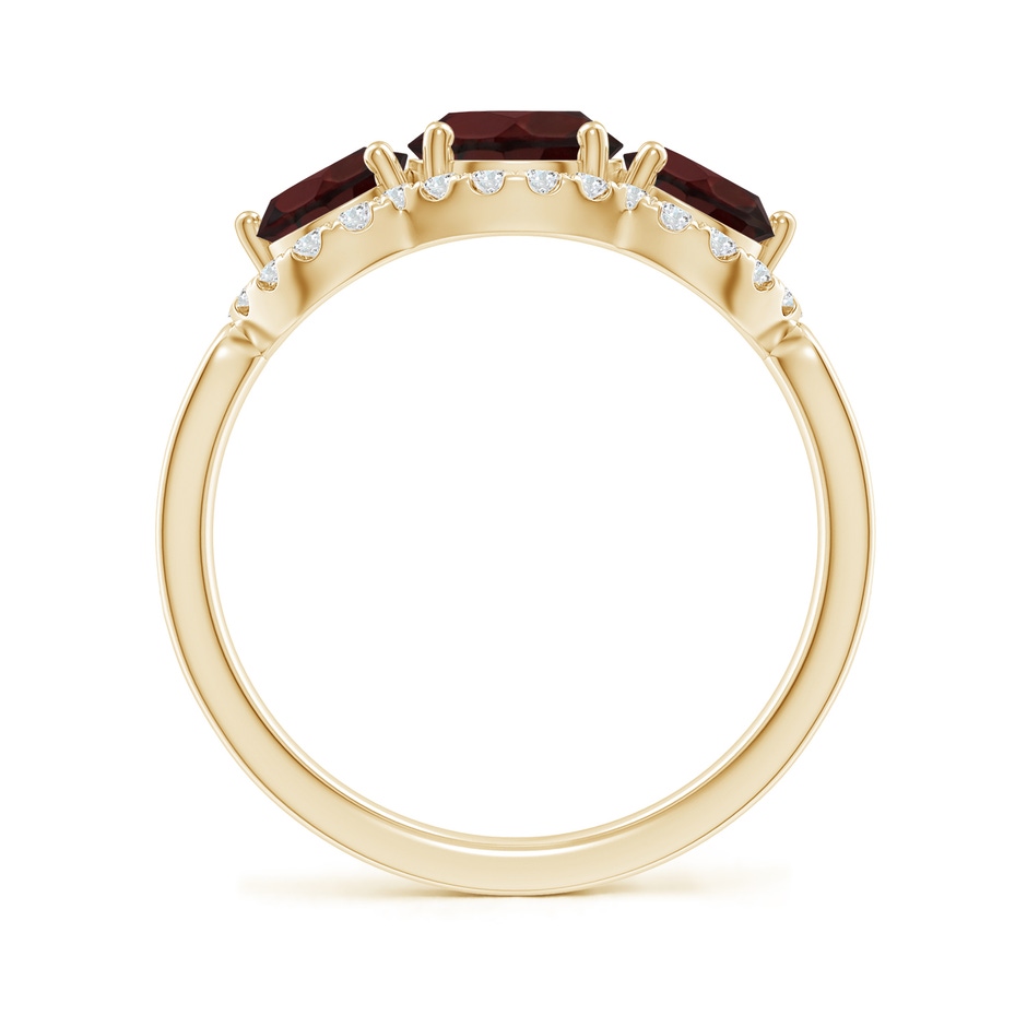 6mm A Floating Three Stone Garnet Ring with Diamond Halo in Yellow Gold side-1