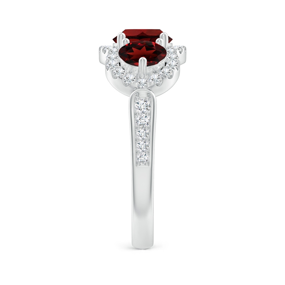 6mm AAA Floating Three Stone Garnet Ring with Diamond Halo in White Gold side-2