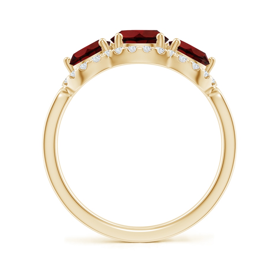 6mm AAA Floating Three Stone Garnet Ring with Diamond Halo in Yellow Gold side-1