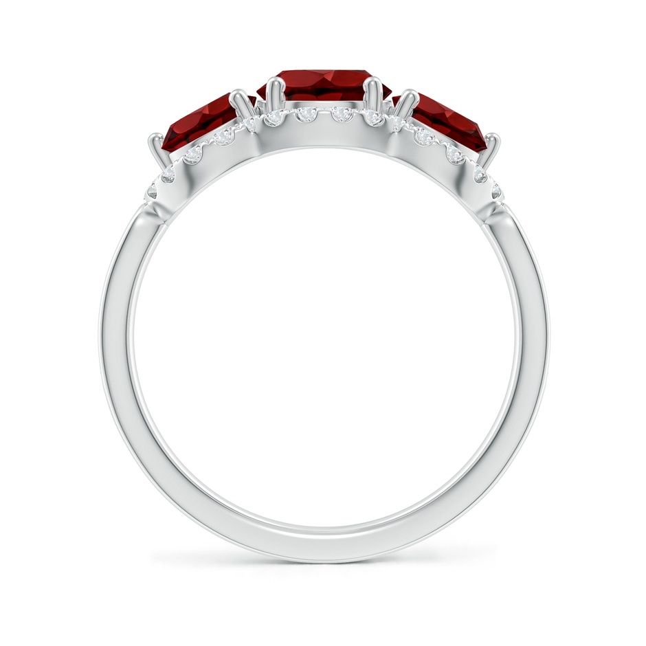 6mm AAAA Floating Three Stone Garnet Ring with Diamond Halo in P950 Platinum side-1