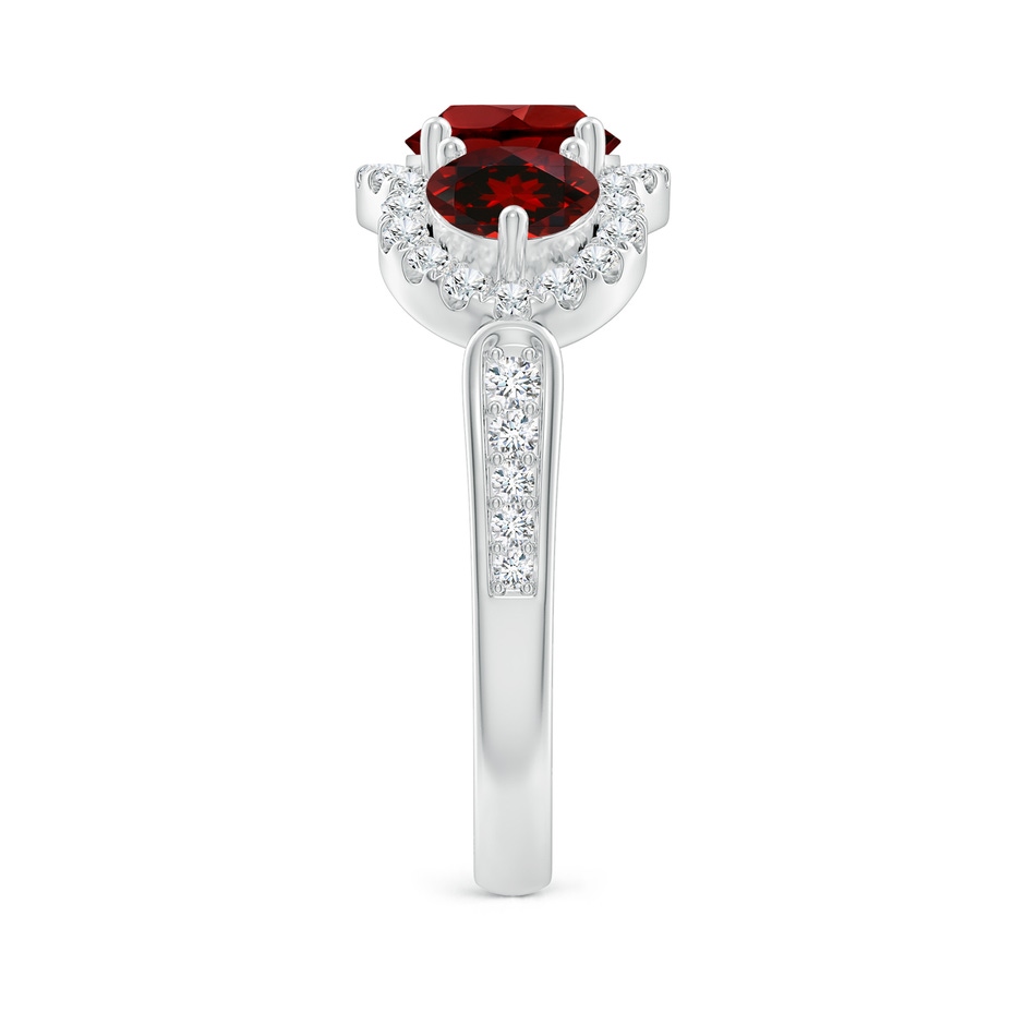 6mm AAAA Floating Three Stone Garnet Ring with Diamond Halo in P950 Platinum side-2