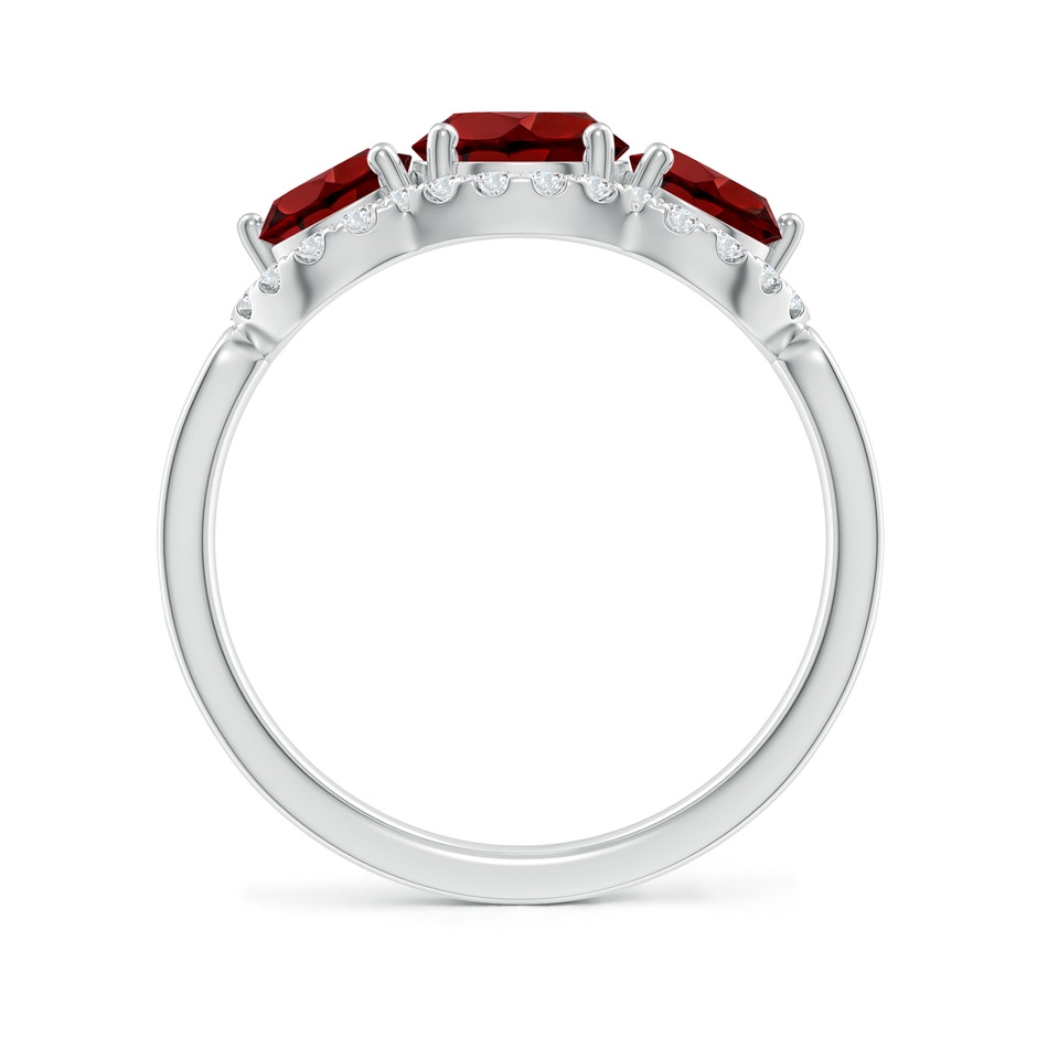 6mm AAAA Floating Three Stone Garnet Ring with Diamond Halo in White Gold side-1