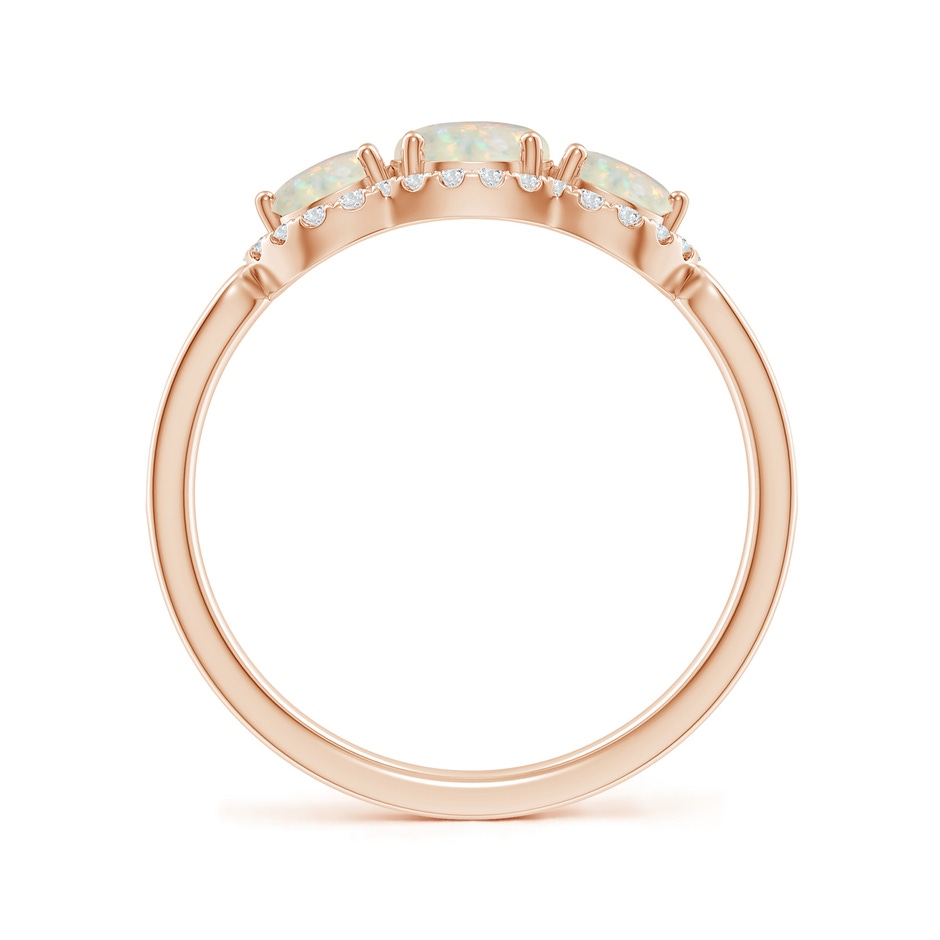 5mm AAA Floating Three Stone Opal Ring with Diamond Halo in Rose Gold side-1
