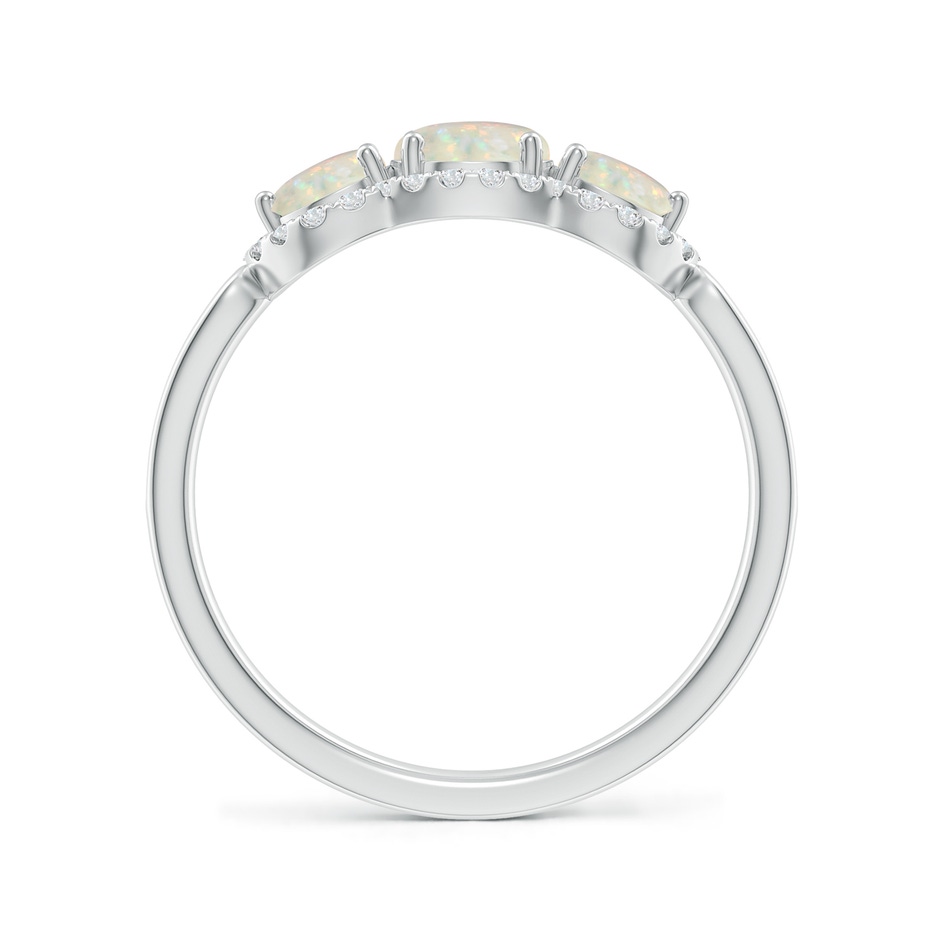 5mm AAA Floating Three Stone Opal Ring with Diamond Halo in White Gold side-1