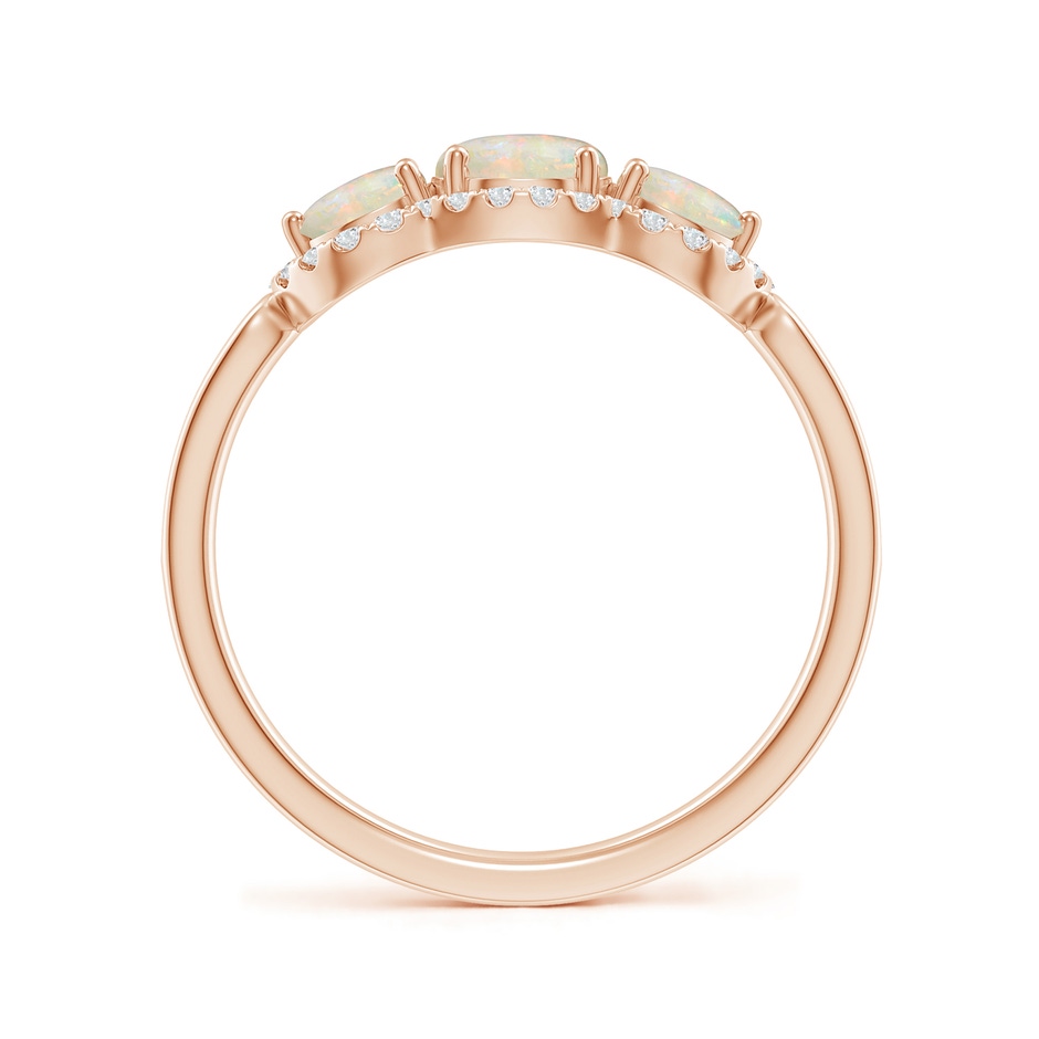 5mm AAAA Floating Three Stone Opal Ring with Diamond Halo in Rose Gold side-1