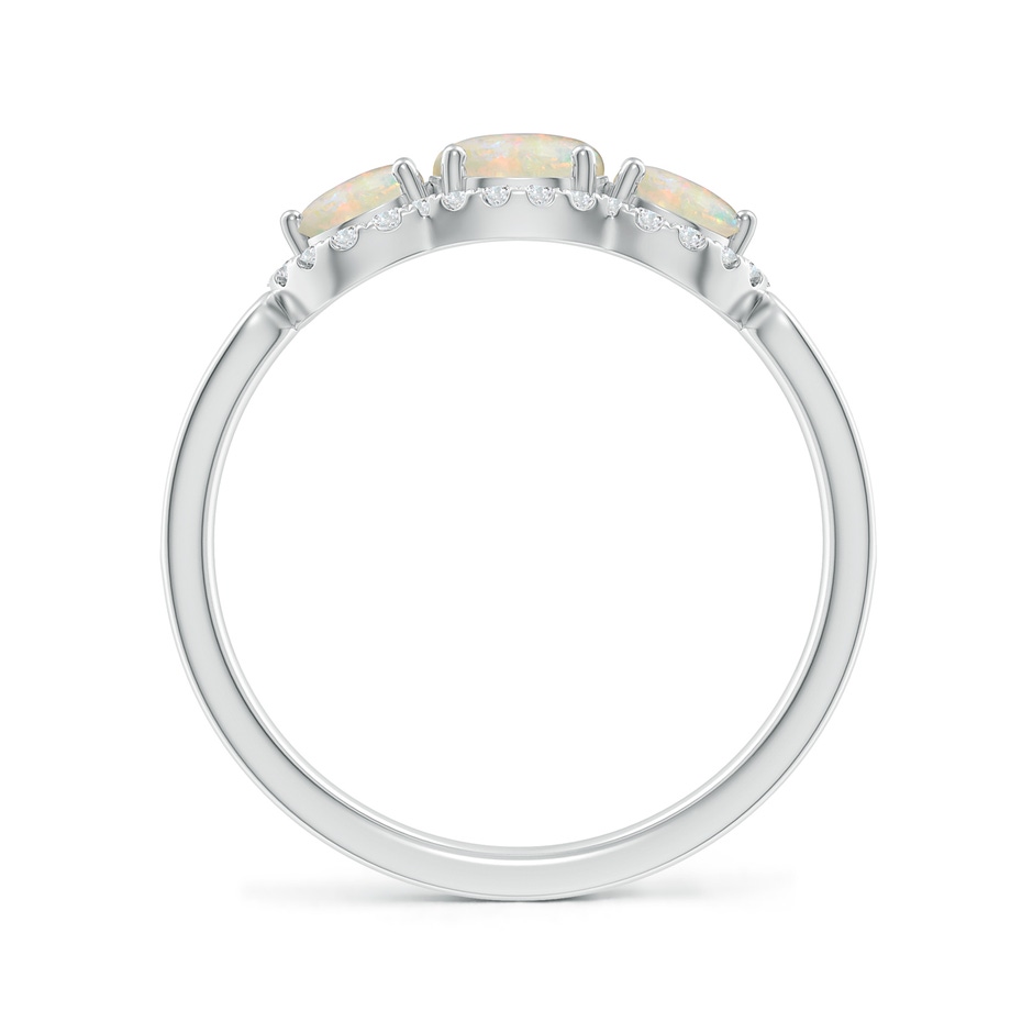 5mm AAAA Floating Three Stone Opal Ring with Diamond Halo in White Gold side-1