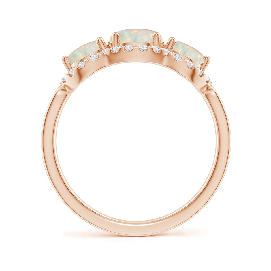 6mm AAA Floating Three Stone Opal Ring with Diamond Halo in Rose Gold side-1
