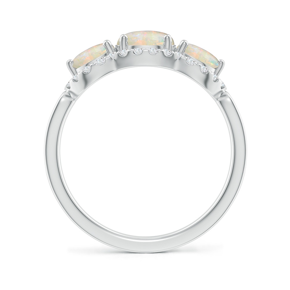 6mm AAAA Floating Three Stone Opal Ring with Diamond Halo in White Gold side-1