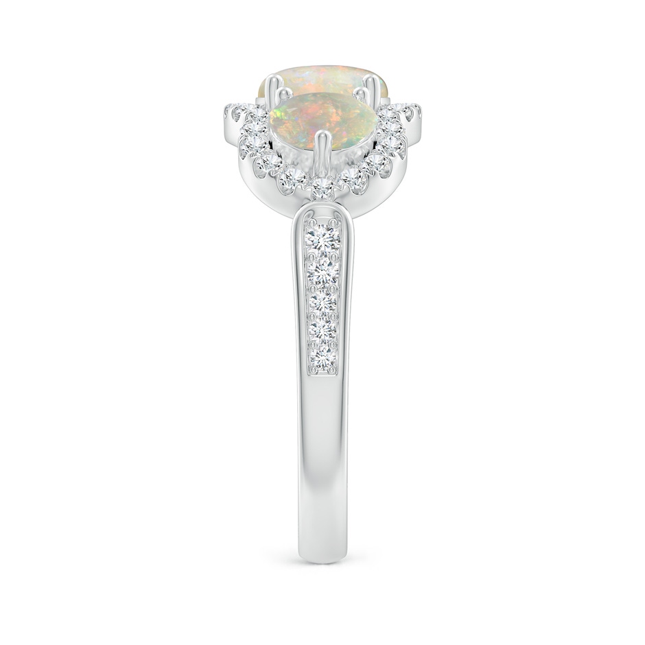 6mm AAAA Floating Three Stone Opal Ring with Diamond Halo in White Gold side-2
