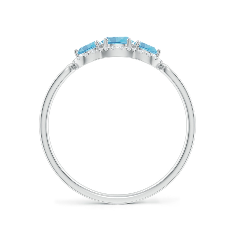 4mm A Floating Three Stone Swiss Blue Topaz Ring with Diamond Halo in P950 Platinum side 199