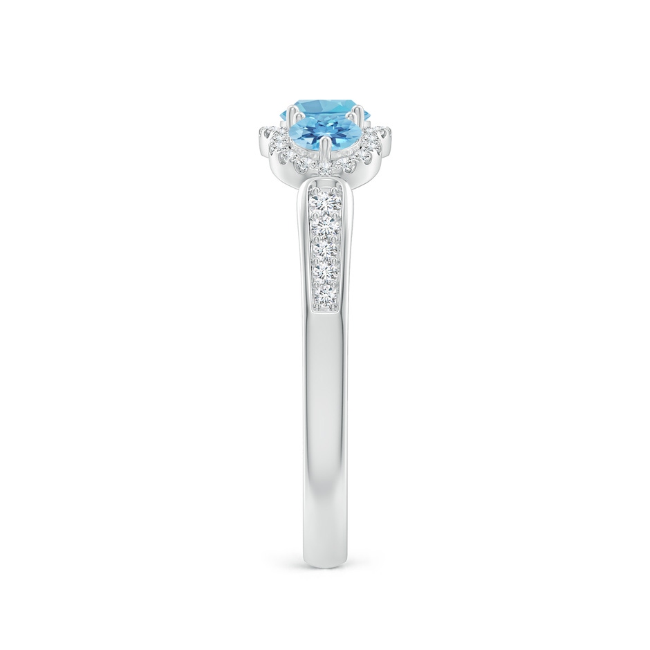 4mm A Floating Three Stone Swiss Blue Topaz Ring with Diamond Halo in P950 Platinum side 299