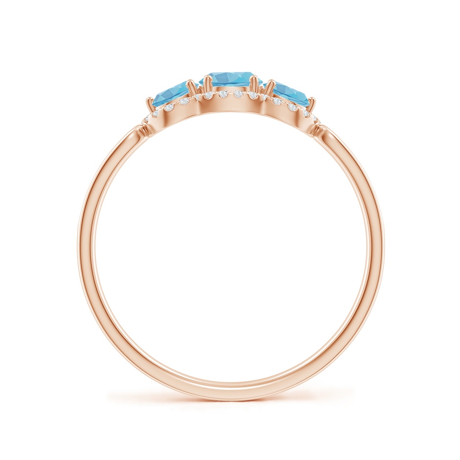 4mm A Floating Three Stone Swiss Blue Topaz Ring with Diamond Halo in Rose Gold side 199