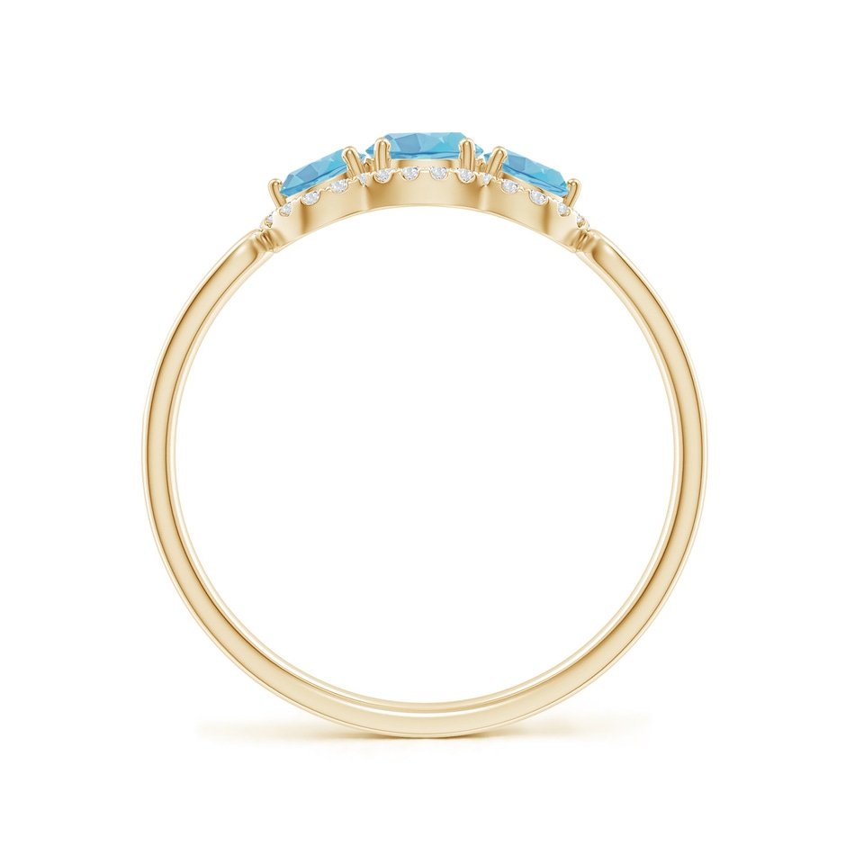 4mm A Floating Three Stone Swiss Blue Topaz Ring with Diamond Halo in Yellow Gold side 199