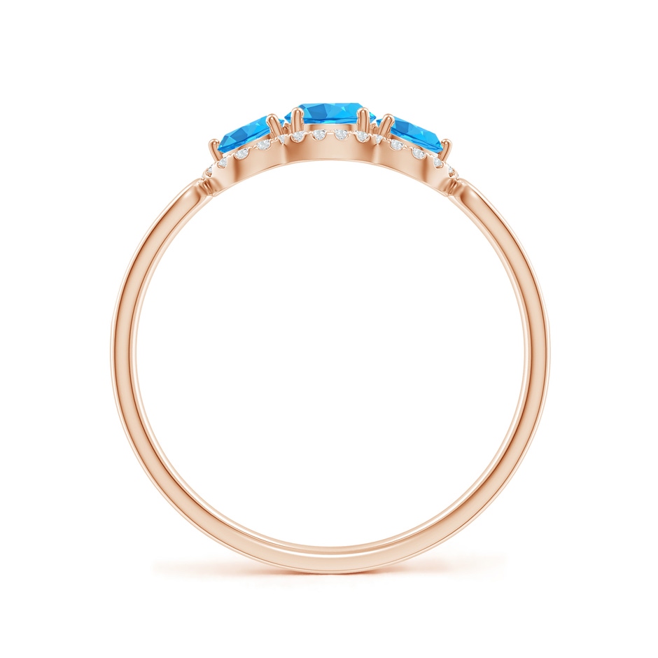 4mm AAA Floating Three Stone Swiss Blue Topaz Ring with Diamond Halo in Rose Gold side 199