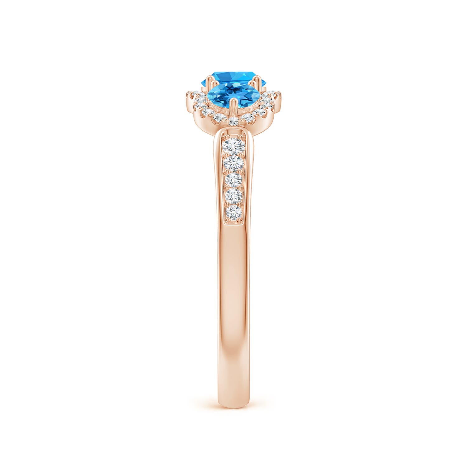 AAA - Swiss Blue Topaz / 0.9 CT / 14 KT Rose Gold