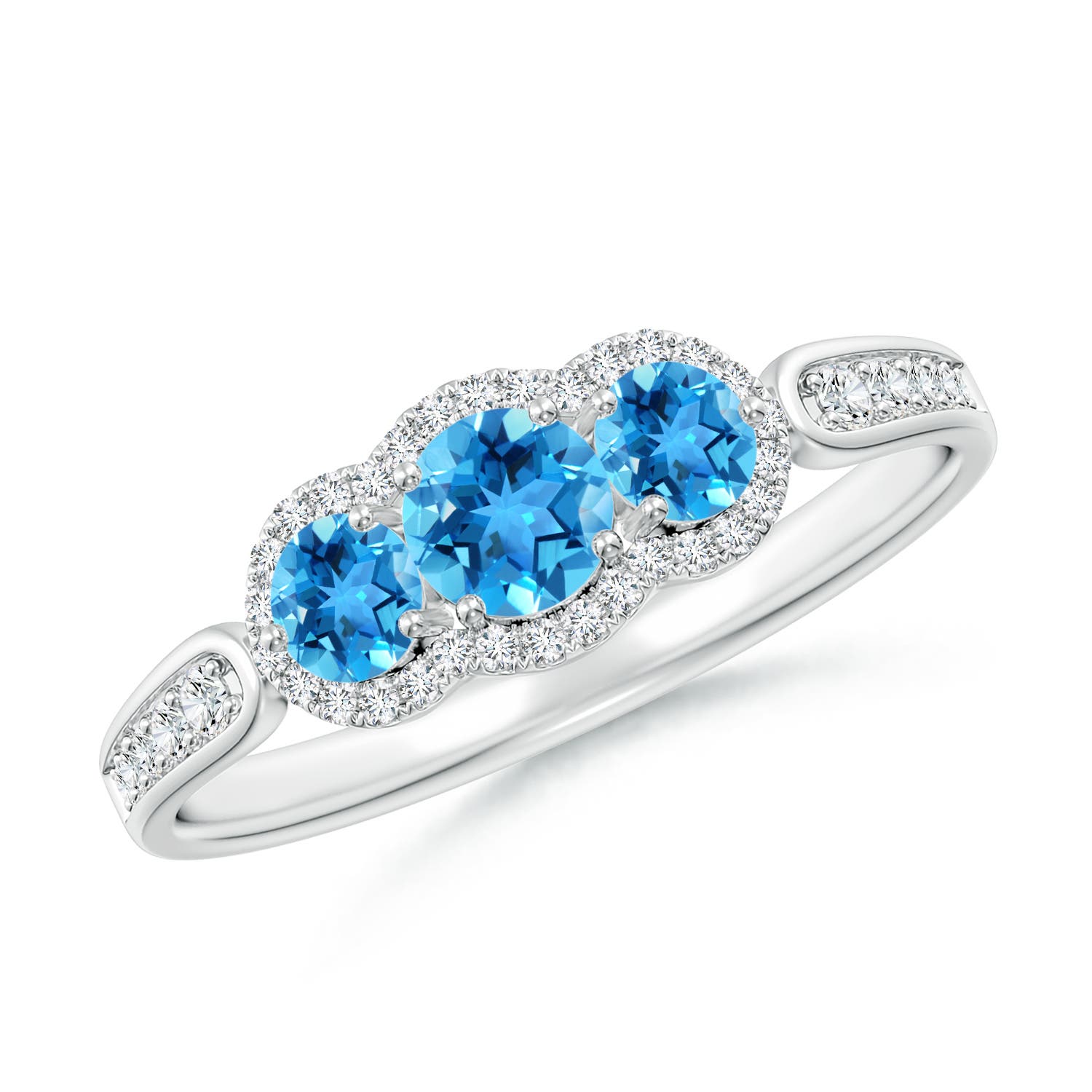 AAA - Swiss Blue Topaz / 0.9 CT / 14 KT White Gold