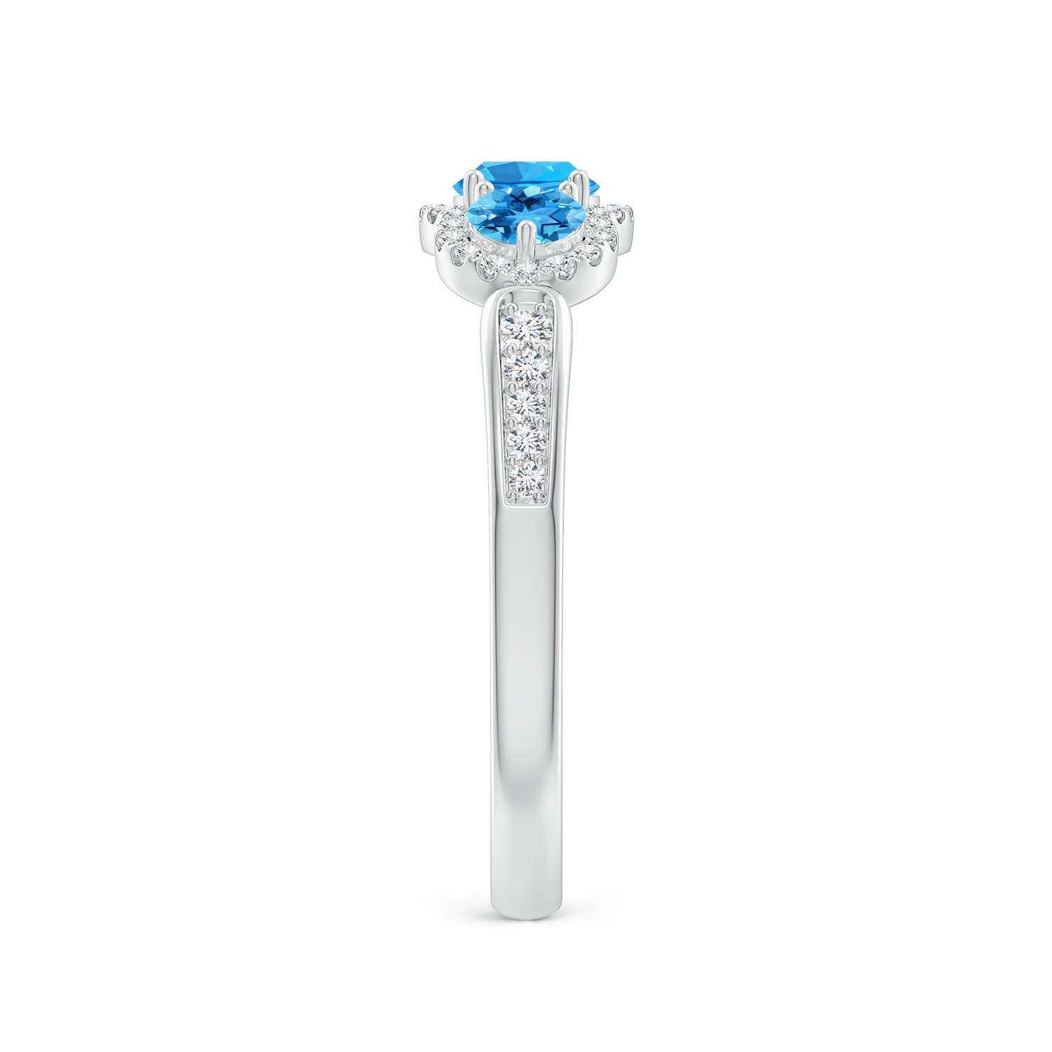 AAA - Swiss Blue Topaz / 0.9 CT / 14 KT White Gold