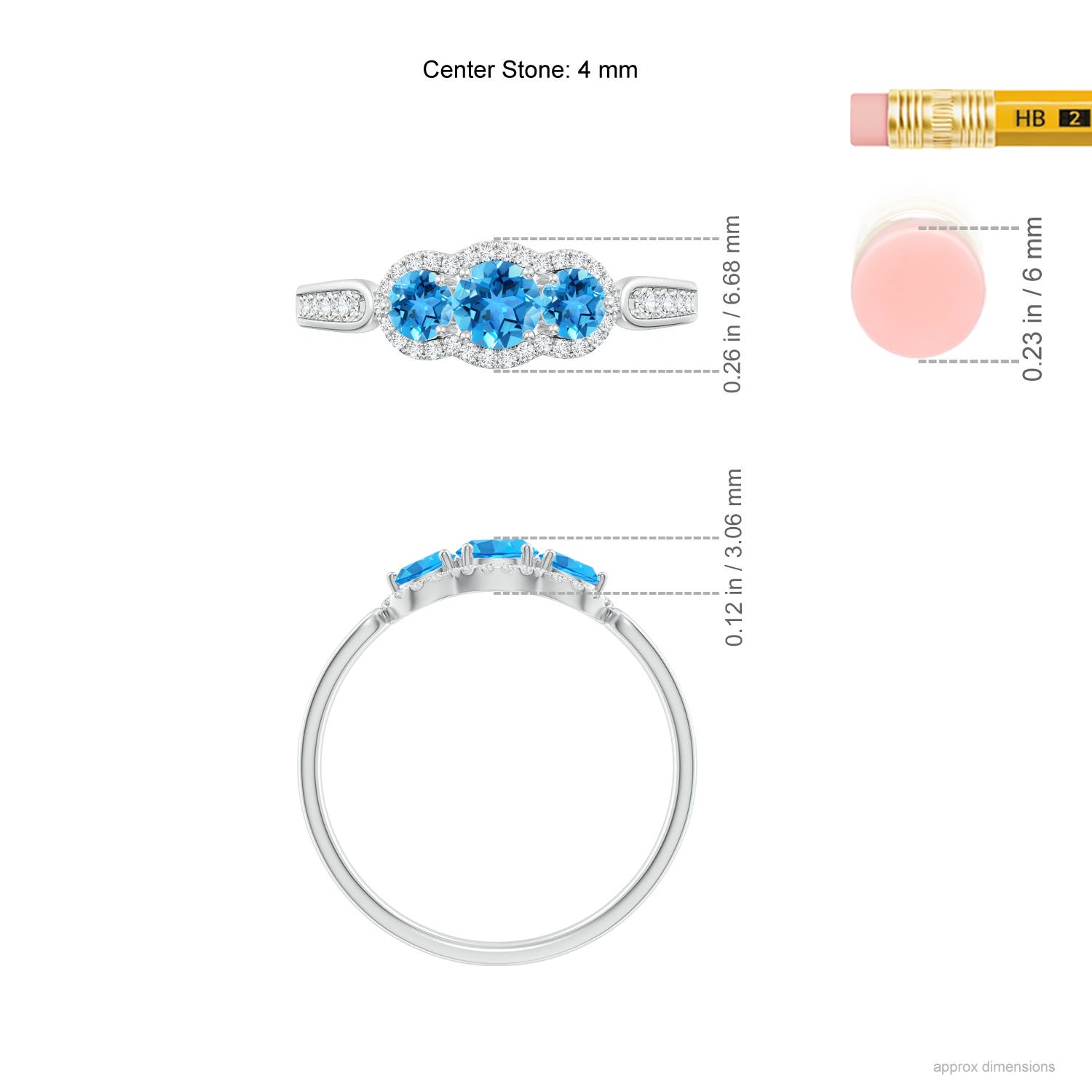 AAA - Swiss Blue Topaz / 0.9 CT / 14 KT White Gold