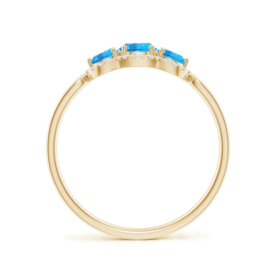 4mm AAA Floating Three Stone Swiss Blue Topaz Ring with Diamond Halo in Yellow Gold side 199