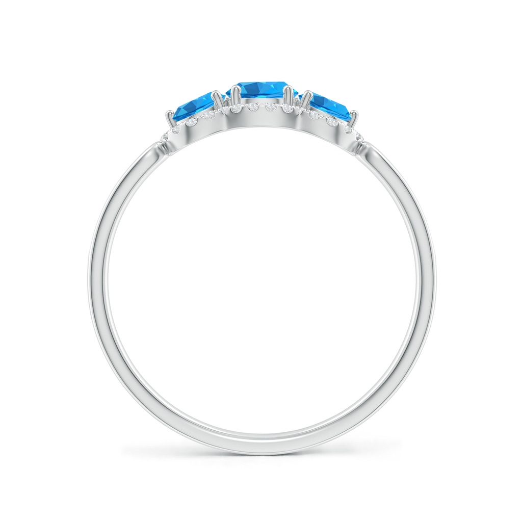 4mm AAAA Floating Three Stone Swiss Blue Topaz Ring with Diamond Halo in P950 Platinum - side 199