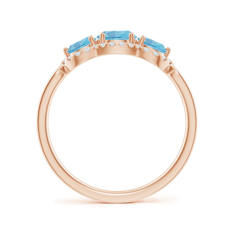 5mm A Floating Three Stone Swiss Blue Topaz Ring with Diamond Halo in 18K Rose Gold side 199