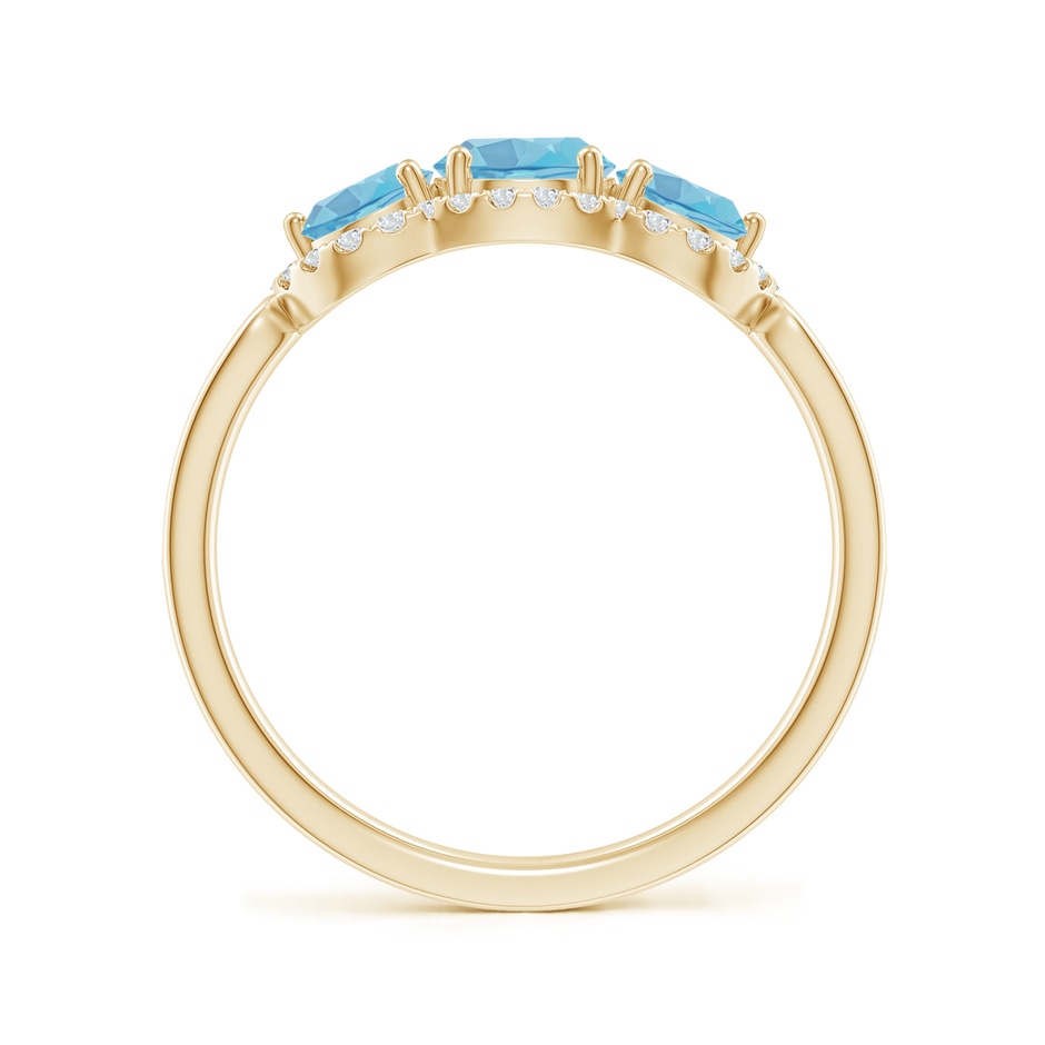 5mm A Floating Three Stone Swiss Blue Topaz Ring with Diamond Halo in Yellow Gold side 199