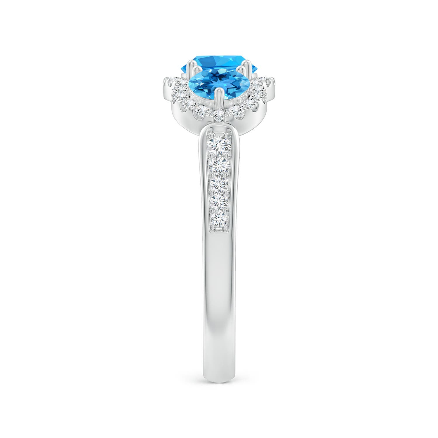 AAA - Swiss Blue Topaz / 1.49 CT / 14 KT White Gold