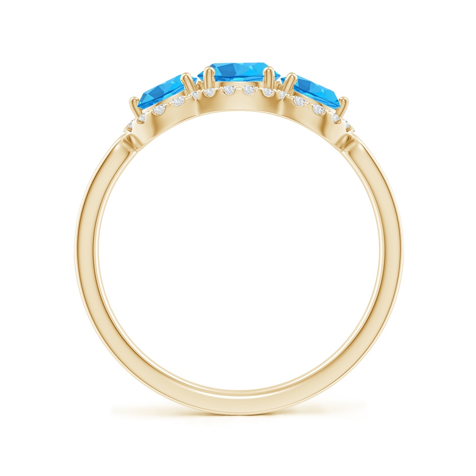 5mm AAA Floating Three Stone Swiss Blue Topaz Ring with Diamond Halo in Yellow Gold side 199
