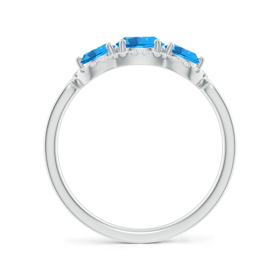 5mm AAAA Floating Three Stone Swiss Blue Topaz Ring with Diamond Halo in White Gold side-1