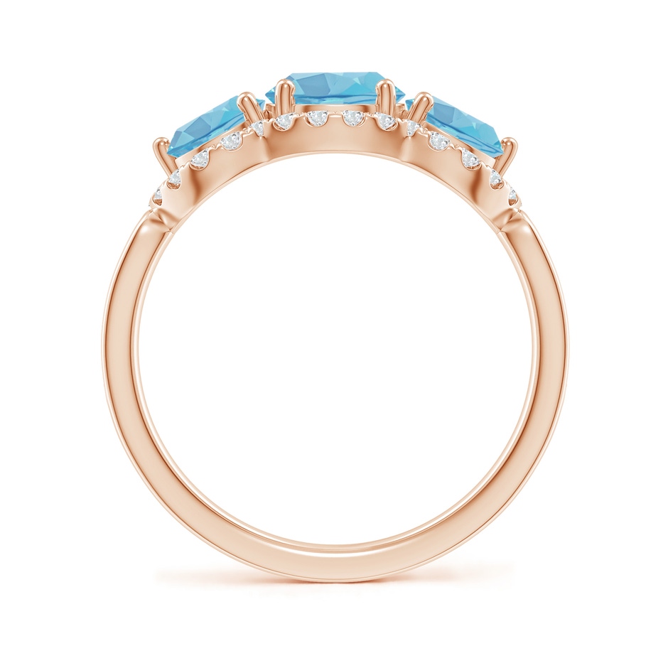6mm A Floating Three Stone Swiss Blue Topaz Ring with Diamond Halo in 18K Rose Gold side 199