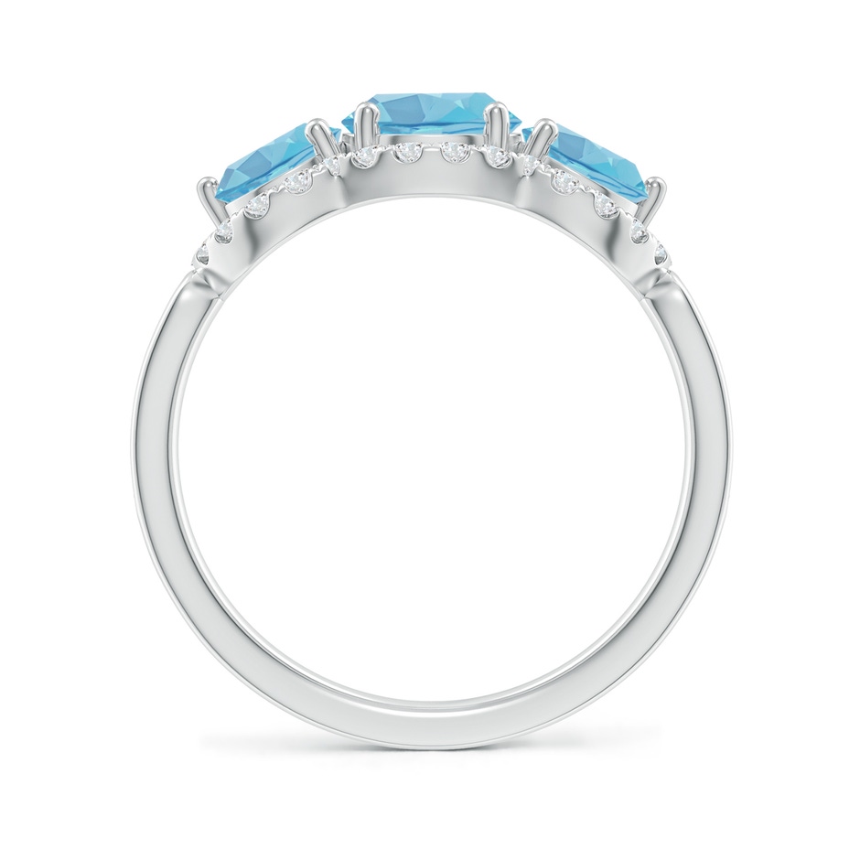 6mm A Floating Three Stone Swiss Blue Topaz Ring with Diamond Halo in P950 Platinum side 199