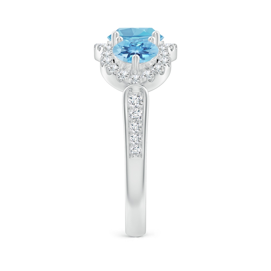 6mm A Floating Three Stone Swiss Blue Topaz Ring with Diamond Halo in P950 Platinum side 299