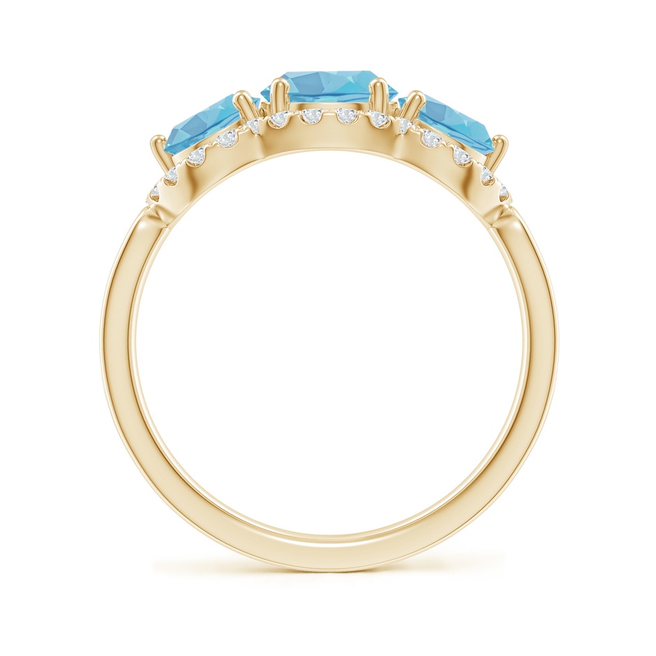 6mm A Floating Three Stone Swiss Blue Topaz Ring with Diamond Halo in Yellow Gold side 199