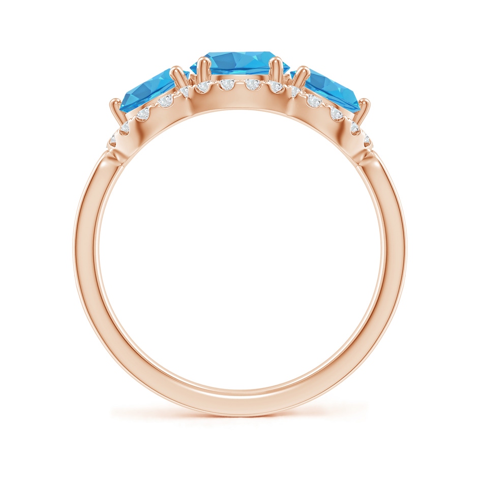 6mm AA Floating Three Stone Swiss Blue Topaz Ring with Diamond Halo in Rose Gold side 199