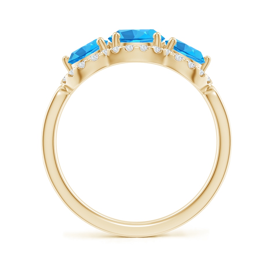 6mm AAA Floating Three Stone Swiss Blue Topaz Ring with Diamond Halo in 18K Yellow Gold side 199