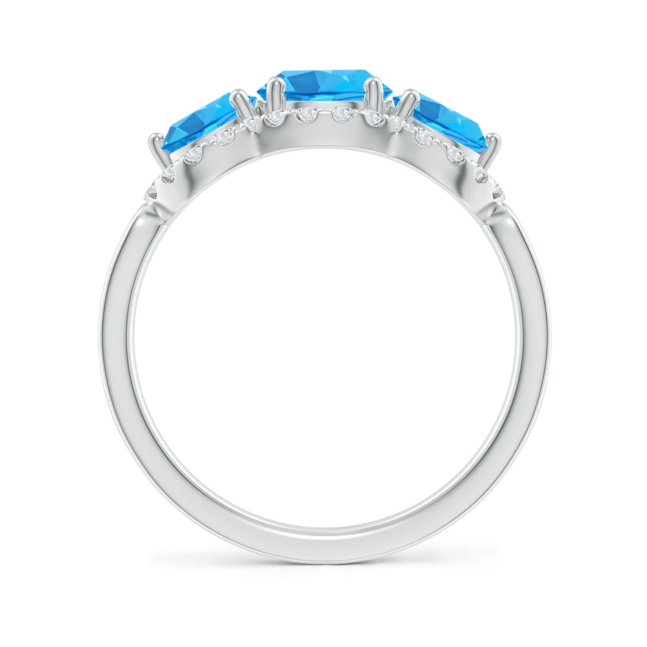 6mm AAA Floating Three Stone Swiss Blue Topaz Ring with Diamond Halo in White Gold side-1