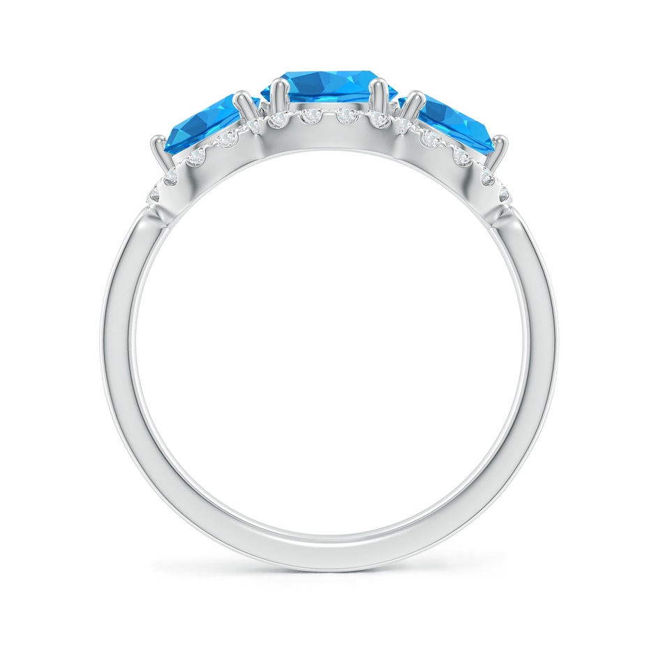 6mm AAAA Floating Three Stone Swiss Blue Topaz Ring with Diamond Halo in 18K White Gold side 199
